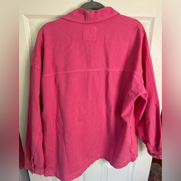 Pink Gap oversized jean jacket Size Large with pockets - Picture 3 of 4